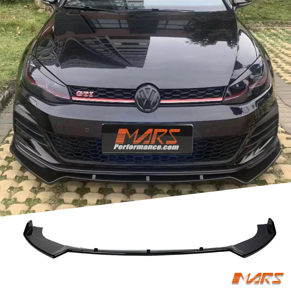 Floaro Gloss Black Lower Front Bumper Bar Lip Spoiler Bodykit For Volkswagen Vw Golf 7 & 7.5 Including Gti & R 1