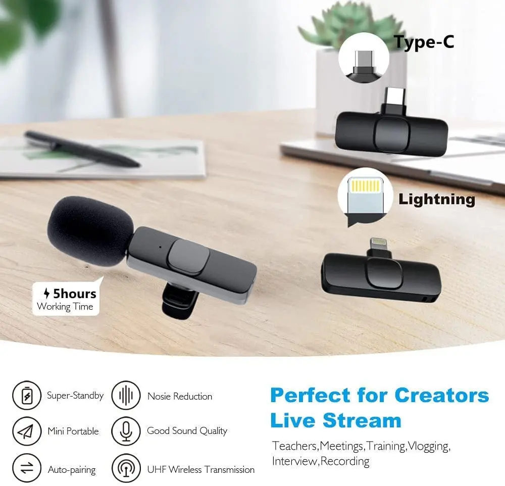 Noise Cancelling Mini Wireless Microphone For Ios Or Android 1