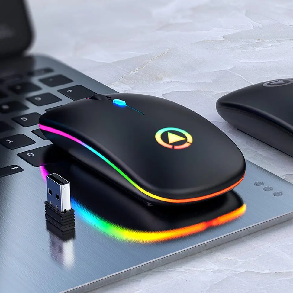 Ultra-Thin Mini A2 Wireless Rechargeable Led Mouse With 7 Colors 1