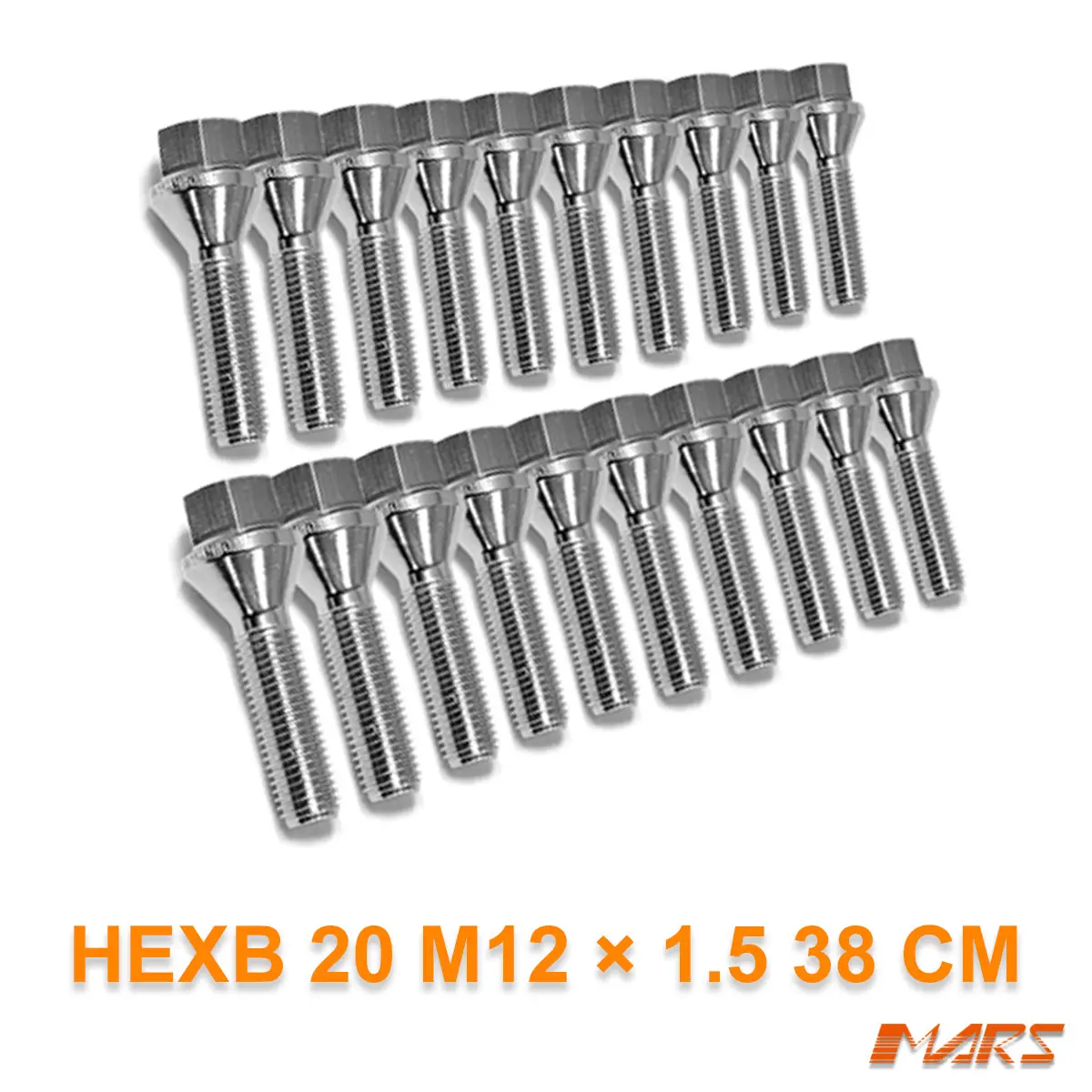 Chrome Mars Performance Wheels M12 X 1.5 38Mm Extended Long Bolts Set (20 Pcs) For Spacers 1
