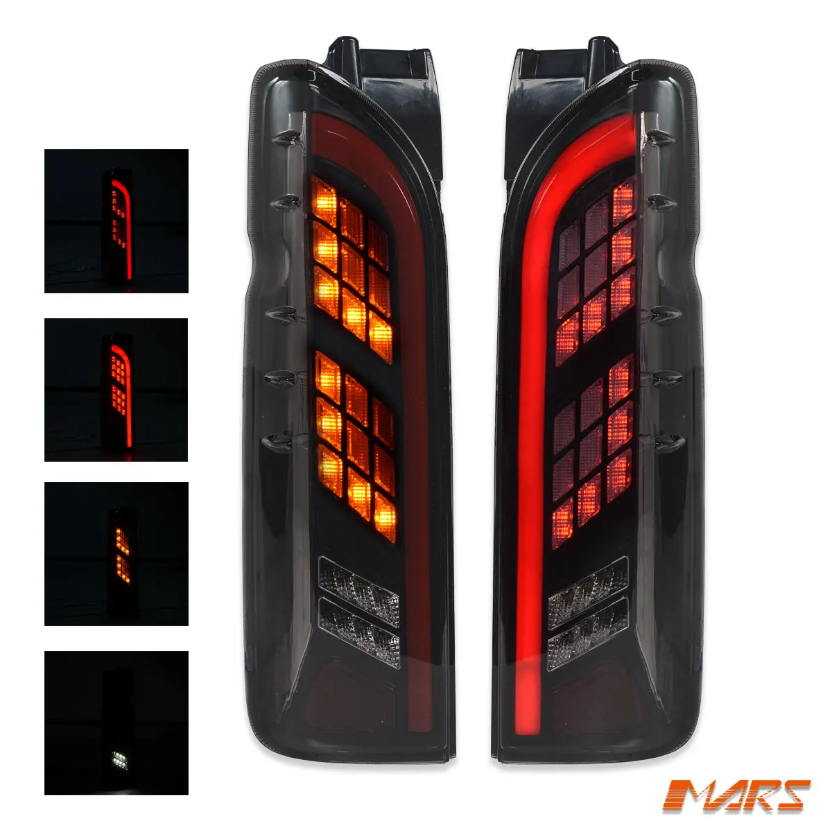 Smoked Black Full Led Tail Lights For Toyota Hiace Van 2005-2018 1
