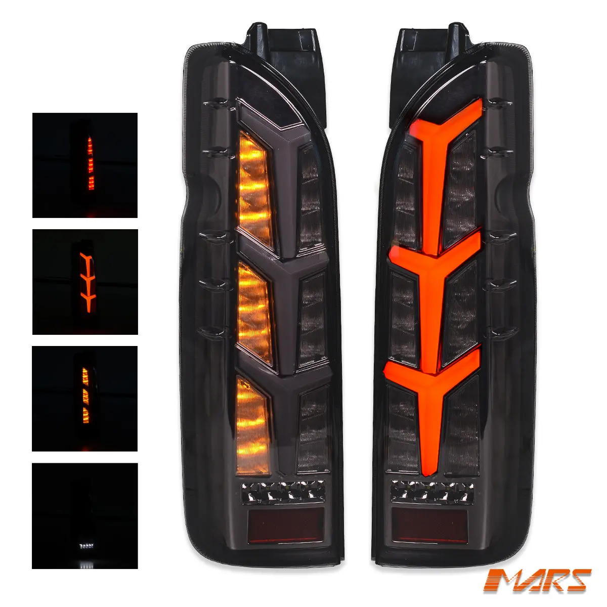 Smoked Black Fish Bone Style Full Led Tail Lights For Toyota Hiace Van 2005-2018 1
