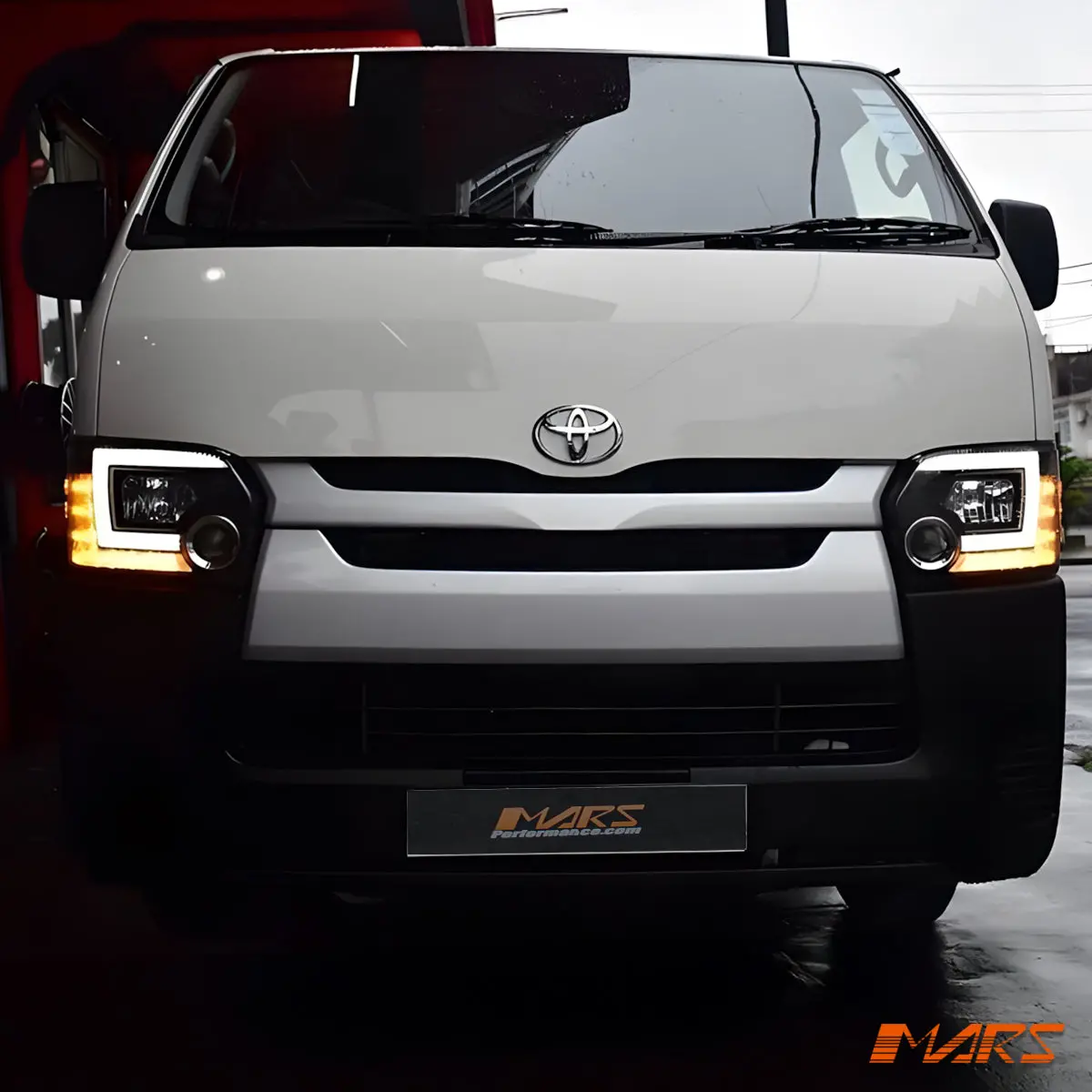 Black Led Drl Projector Head Lights With Sequential Indicators For Toyota Hiace 2015-2019 1