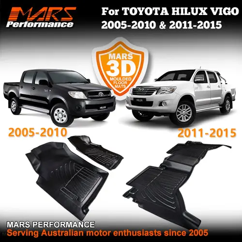 Tpe 3D Moulded Car Floor Mats For Toyota Hilux Vigo Dual Cab 2005 To 2015 1