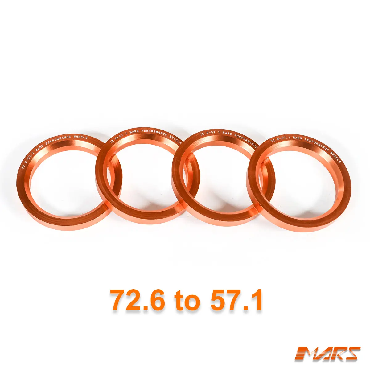 4X Mars Performance Wheels Hub Centric Rings Aluminium Alloy Od = 72.5 / 72.6 Mm To Id = 57.1 Mm 1