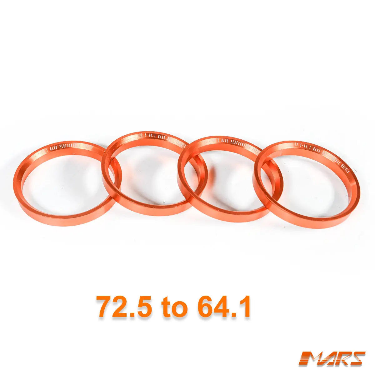 4X Mars Performance Wheels Hub Centric Rings Aluminium Alloy Od = 72.5 / 72.6 Mm To Id = 64.1 Mm 1