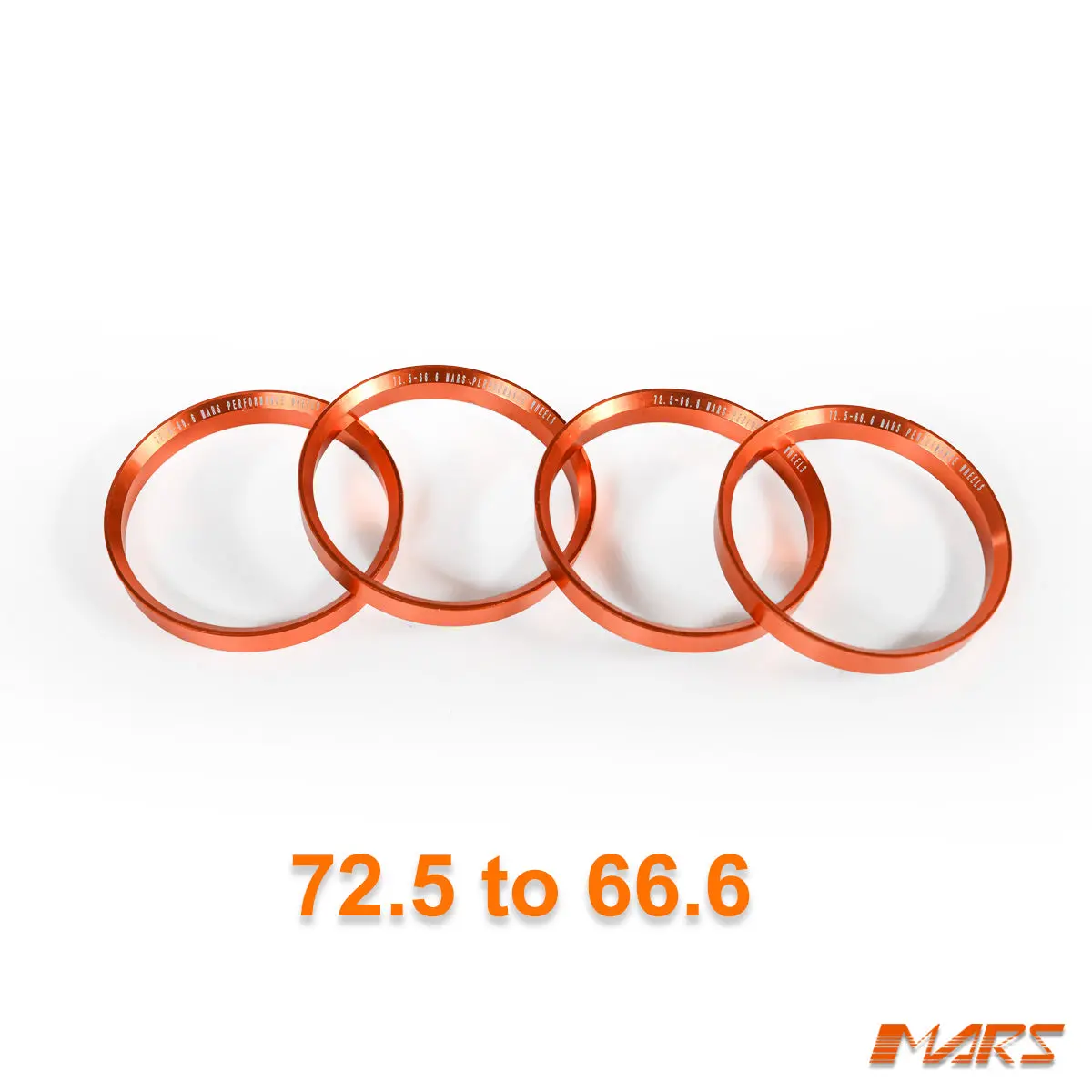 4X Mars Performance Wheels Hub Centric Rings Aluminium Alloy Od = 72.5 / 72.6 Mm To Id = 66.6 Mm 1