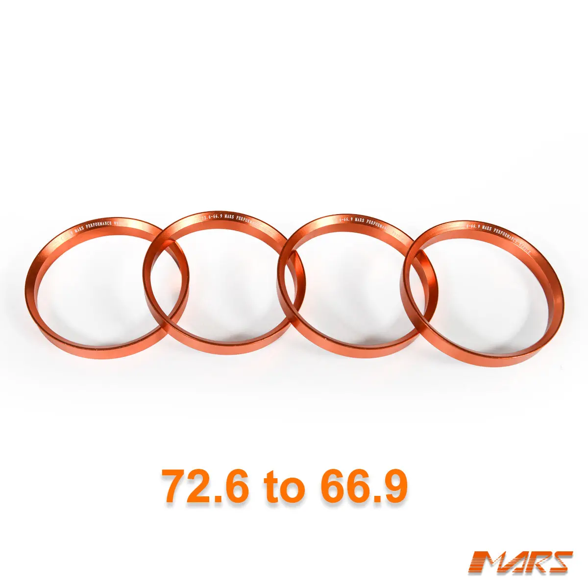 4X Mars Performance Wheels Hub Centric Rings Aluminium Alloy Od = 72.5 / 72.6 Mm To Id = 66.9 Mm 1
