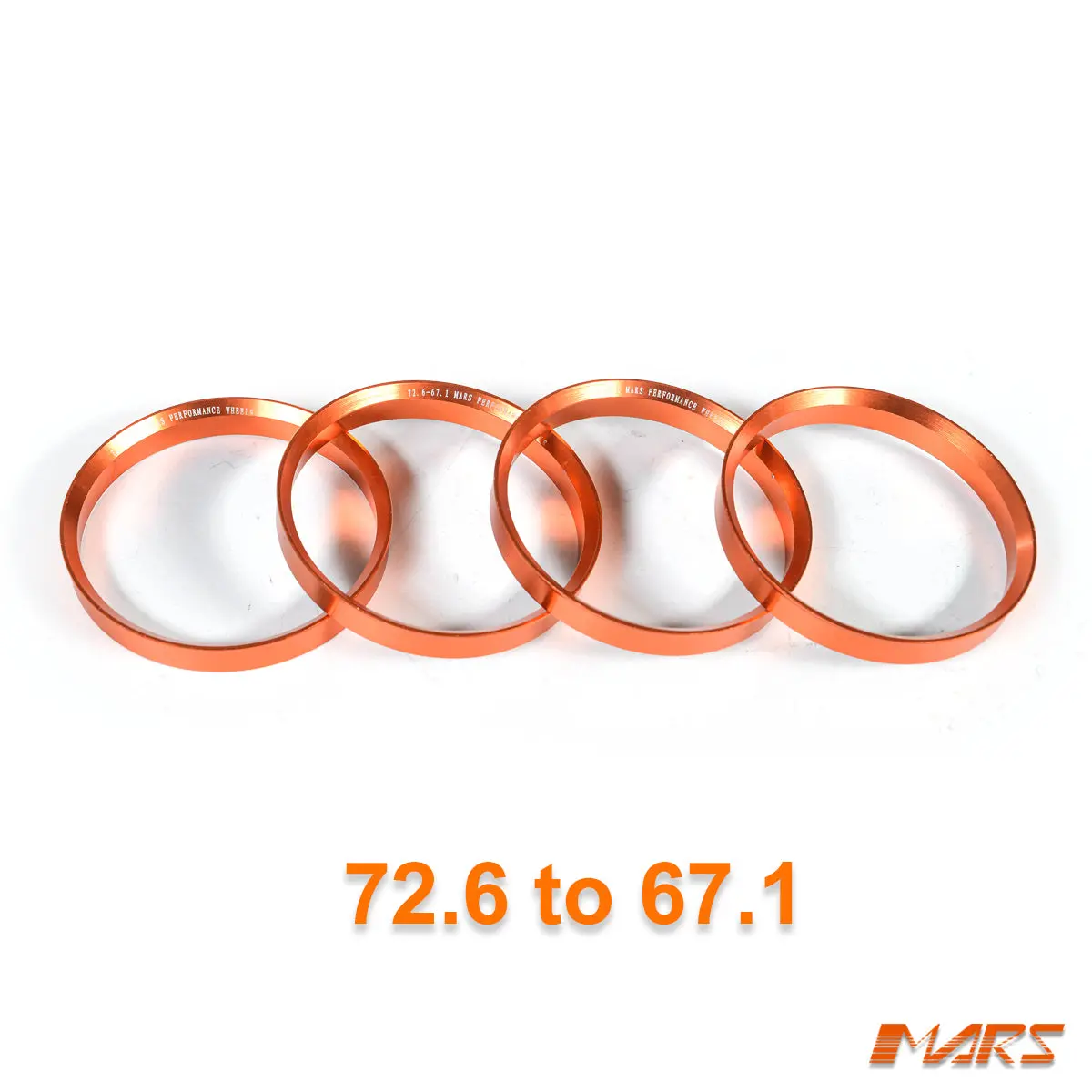 4X Mars Performance Wheels Hub Centric Rings Aluminium Alloy Od = 72.5 / 72.6 Mm To Id = 67.1 Mm 1