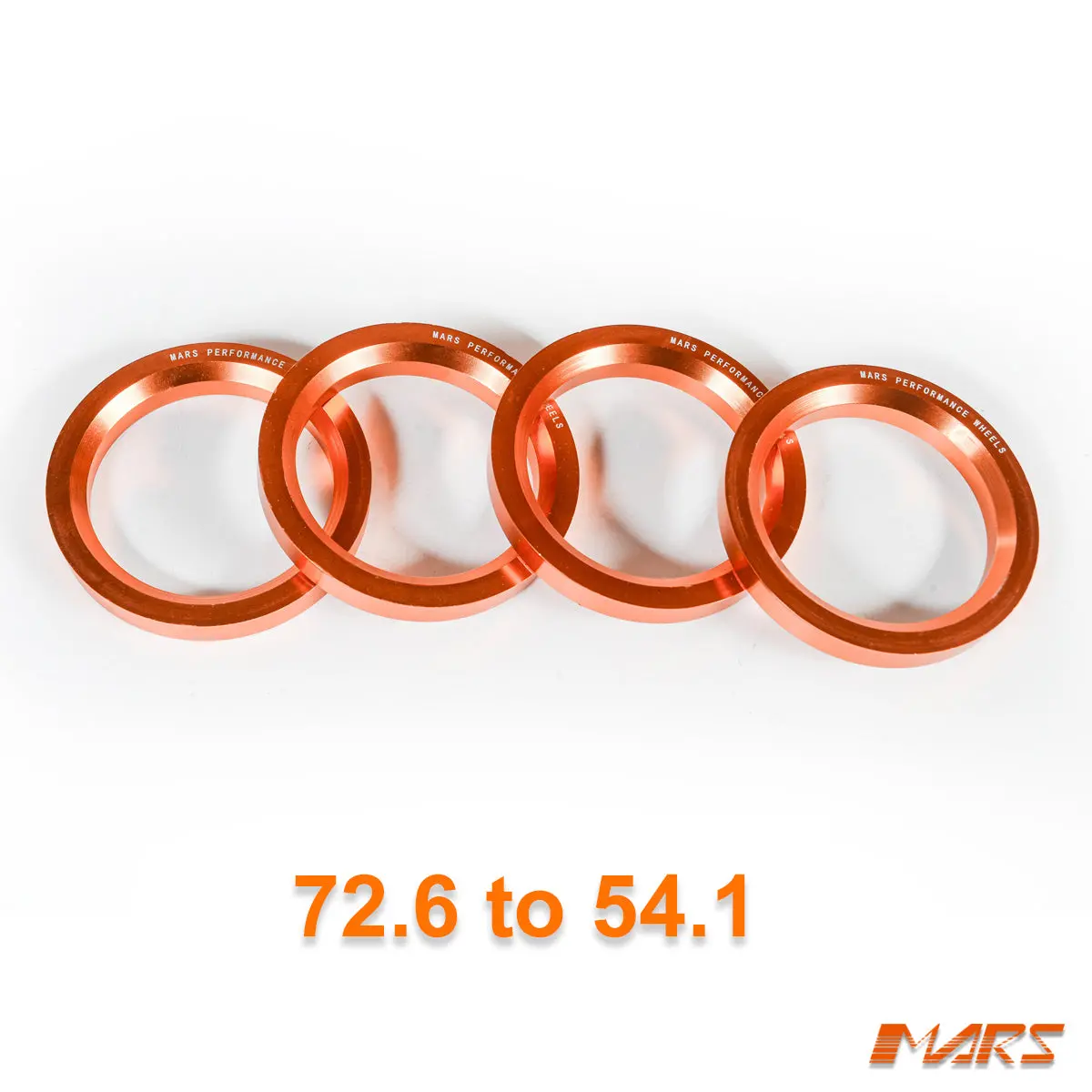 4X Mars Performance Wheels Hub Centric Rings Aluminium Alloy Od = 72.5 / 72.6 Mm To Id = 54.1 Mm 1