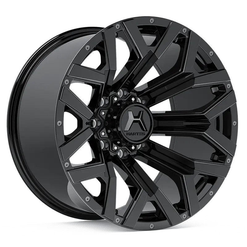 Hartes Metal Wheels Hawkish Black Dark Tint Lacquer Milled Dimple Spoke 1