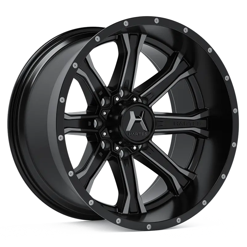 Hartes Metal Wheels Strike Black Dark Tint Lacquer Machined Face Milled Dimple 1