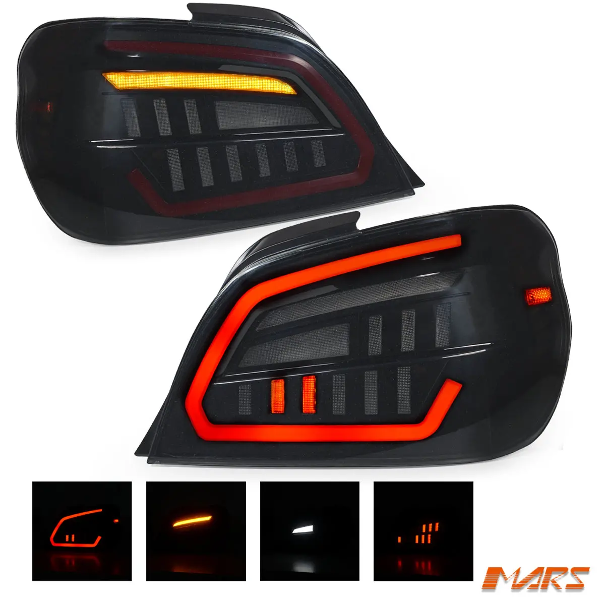 Smoked Full Led Tail Lights With 3D Red Stripe For Subaru Impreza & Sti / Wrx Gd Sedan 2001-2007 1