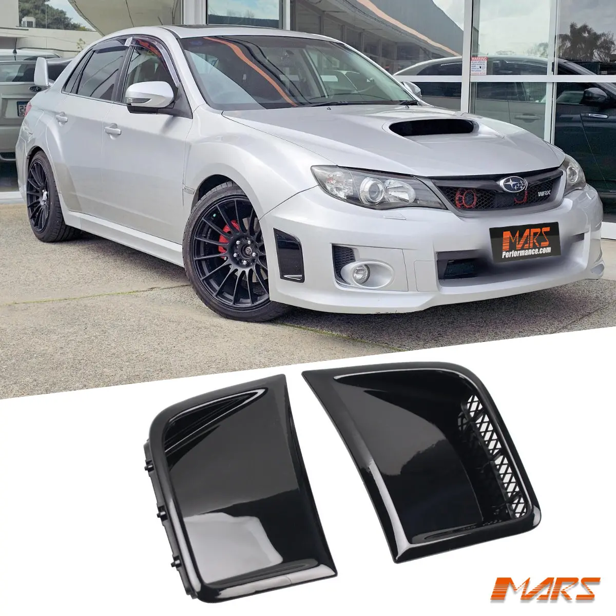 Gloss Black Side Front Bumper Bar Vent Bodykit For Subaru Sti 07-14 & Wrx 11-13 Hatch & Sedan 1