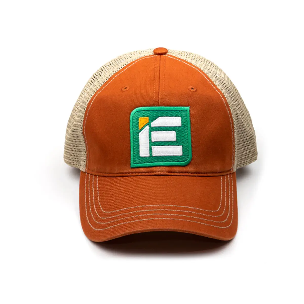 Integrated Engineering Orange & Kahaki Twill Snapback Trucker Hat 1