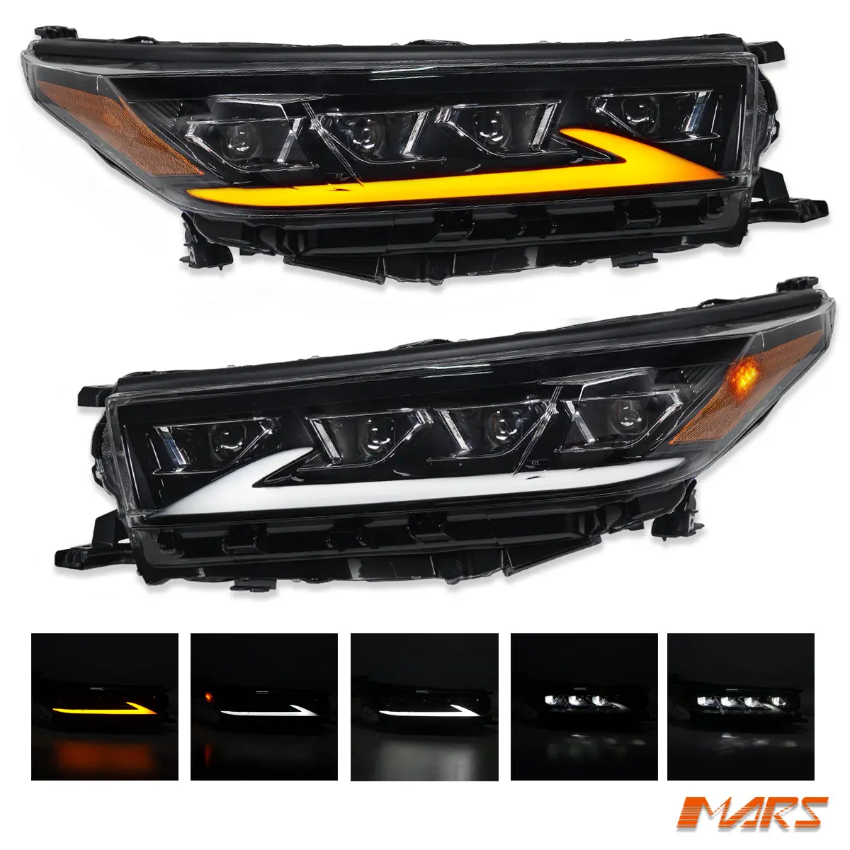 Black Full Led Drl Head Lights With Sequential Indicators For Toyota Kluger 2016-2020 1