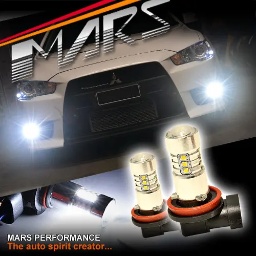 2X Mars Performance High Power Torch Projector Led Smd White Fog Light Bulbs For Mitsubishi Lancer Cj & Evo 1