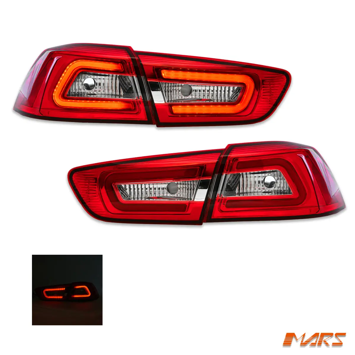 Mars Performance Clear Red 3D Led Tail Lights For Mitsubishi Lancer Cj Cf & Evo X Sedan 2007-2019 1