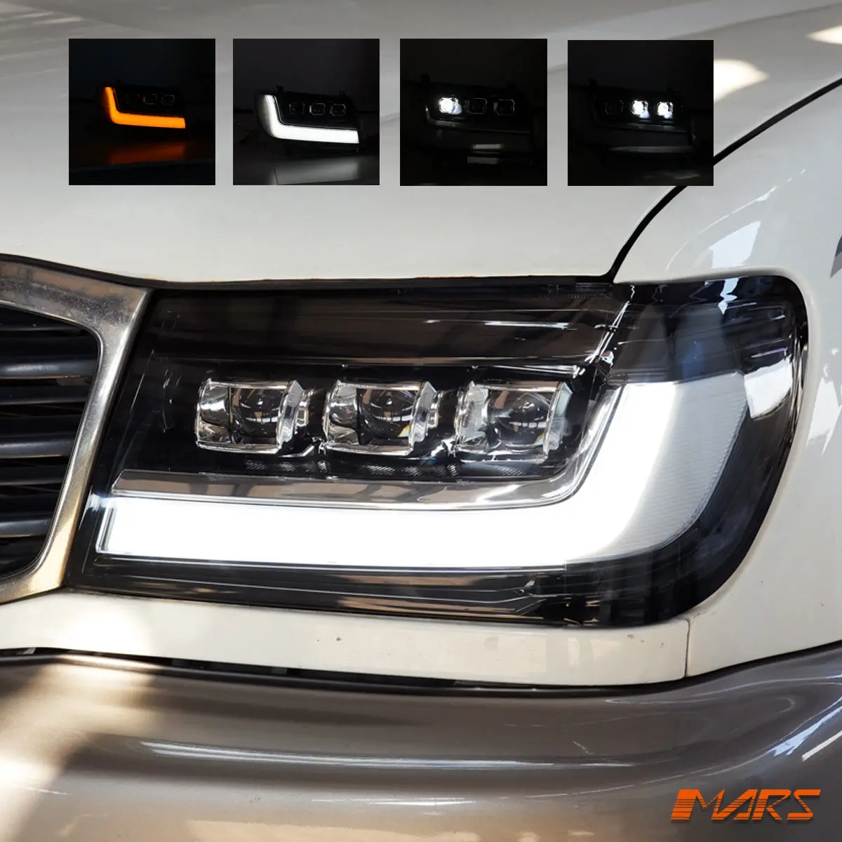 Black Lc300 Style Full Led Head Lights With Sequential Indicator For Toyota Landcruiser 100 Series 2005-2007 Fj100 Lc100 1