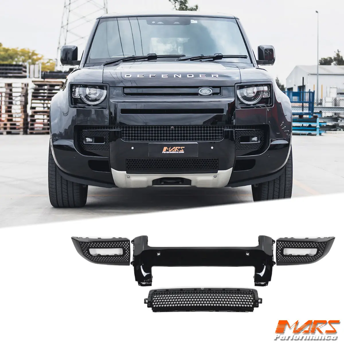 Gloss Black Lower Front Bumper Replacement Cover Mesh Trim Grill Bodykits For Land Rover Defender L663 90 110 130 2020-2026 1
