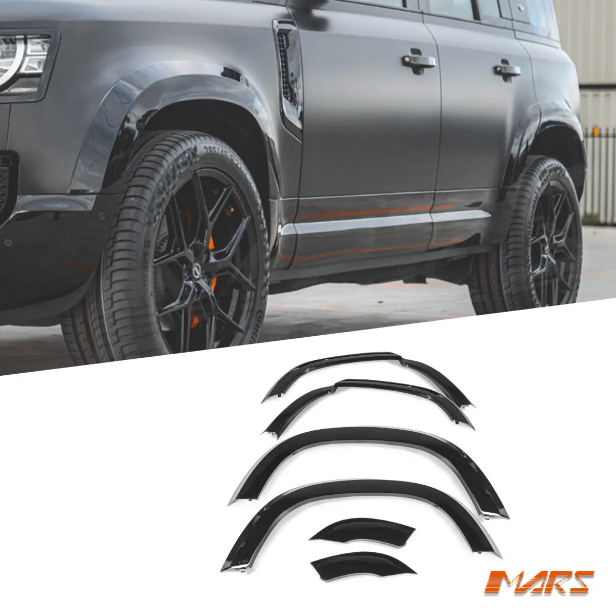 Gloss Black Wheel Arches Extensions Fender Flares For Land Rover Defender L663 110 2020-2026 1
