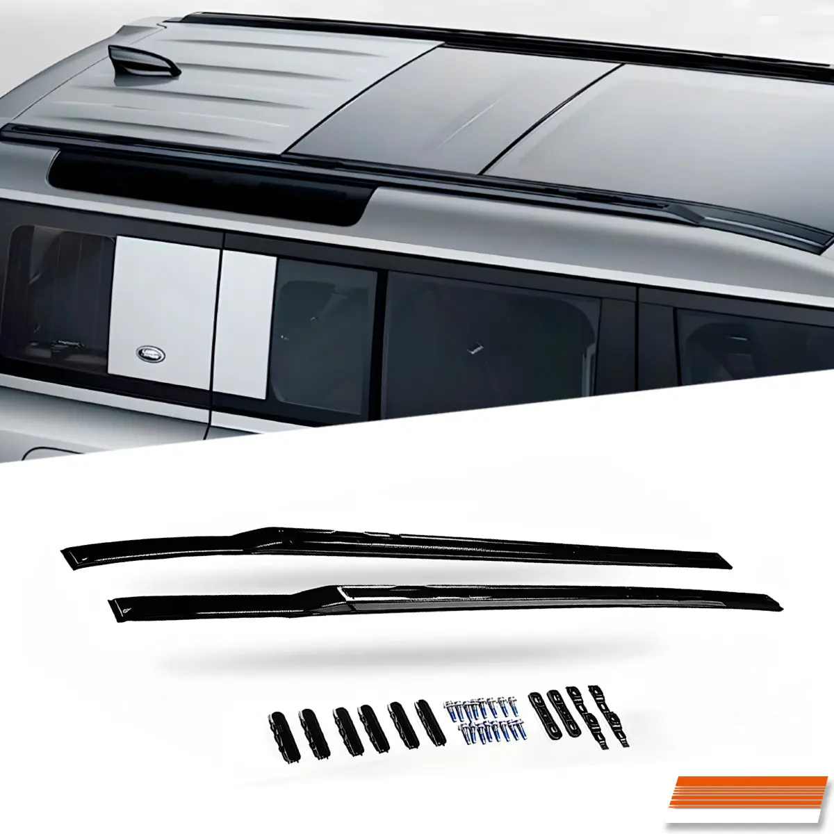 Gloss Black Side Roof Rack Rail Bodykit For Land Rover Defender L663 110 2020-2026 1