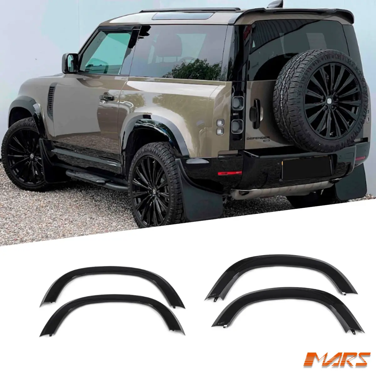 Gloss Black Wheel Arches Extensions Fender Flares For Land Rover Defender L663 90 2020-2026 1