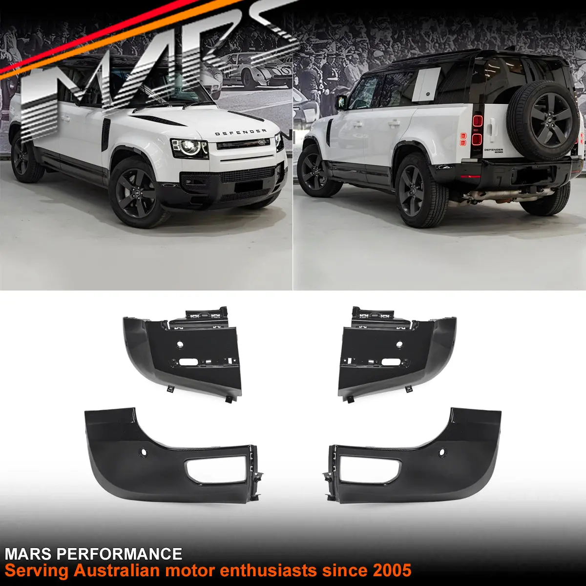 Gloss Black Front & Rear Bumper Corner Splitter Cover Bodykit For Land Rover Defender L663 90 110 130 2020-2026 1