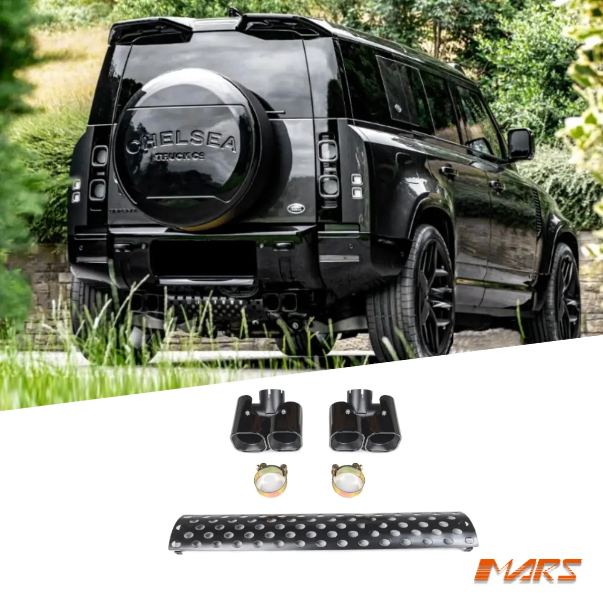 Project Kahn Style Rear Bumper Twin Exhaust Muffler Tips & Garnish Bodykit For Land Rover Defender L663 90 110 130 2020-2026 1