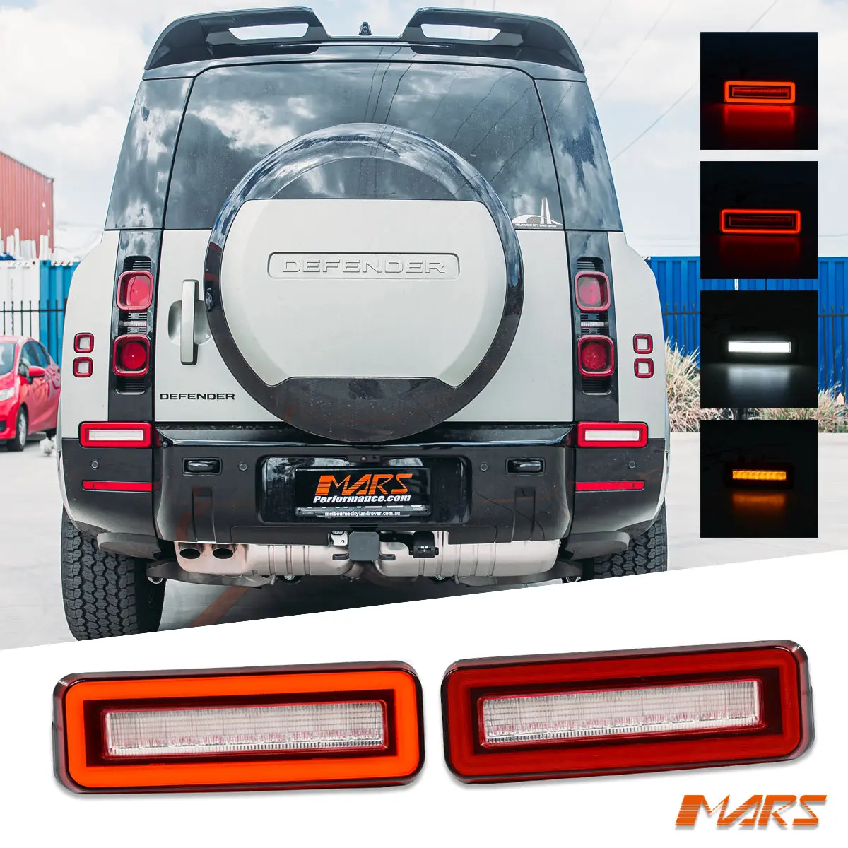 High Power Led Reverse Tail Lights For Land Rover Defender L663 90 110 130 2020-2026 - Red Surround 1