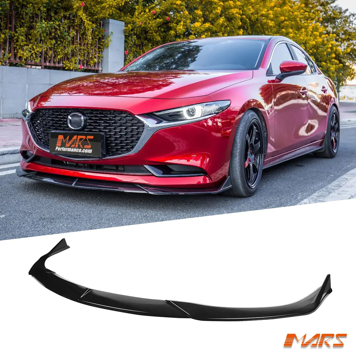 Floaro Gloss Black Front Bumper Bar Lower Lip Spoiler With Winglets Bodykit For Mazda 3 Bp Sedan 2019+ 1