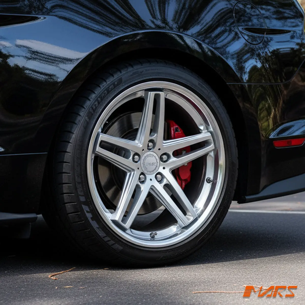 Mars Mp-Mc 19 Inch Hyper Silver 5 Sporks Dish Alloy Wheels Rims 5X114.3 For Ford Mustang 1