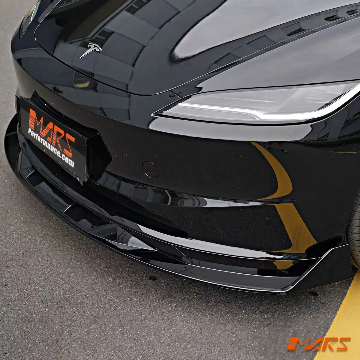 Gloss Black Aero Dynamic Lower Front Bumper Bar Lip Spoiler Bodykit For Tesla Model 3 2023+ 1