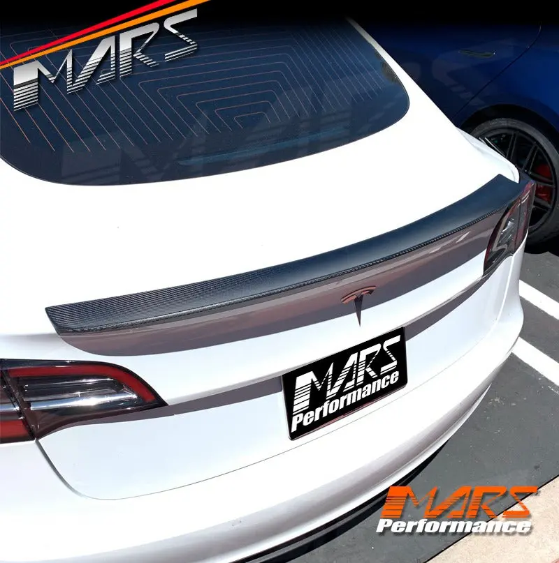Blade Carbon Fibre Rear Trunk Boot Lip Spoiler Wing For Tesla Model 3 2019-2025 1