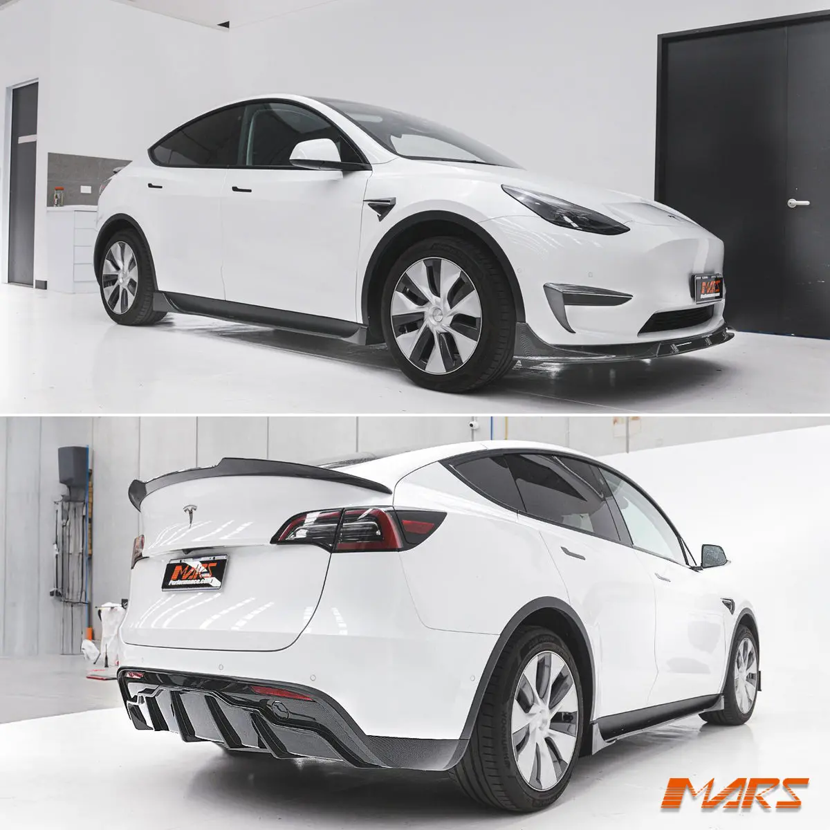 Carbon Print Aero Dynamic Bumper Splitters Lip Spoiler & Diffuser Bodykit For Tesla Model Y 2022-2024 1