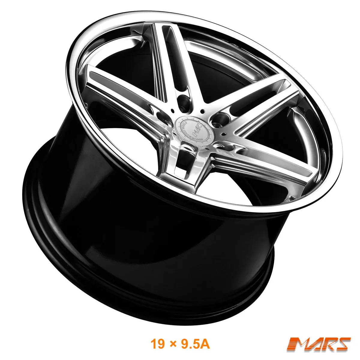 Mars Mp-Mc 19 Inch Hyper Silver 5 Sporks Deep Concave Face With Dish Lip Alloy Wheels Rims 1