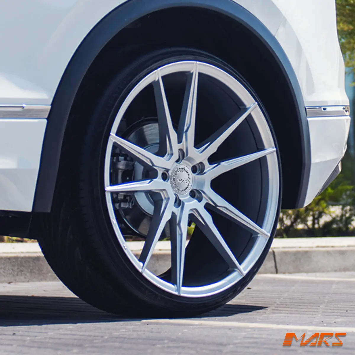 Mars Mp-Rh Machined Silver 22 Inch Under Cut Multi-Spork Alloy Wheels Rims 5X112 For Vw Tiguan 1