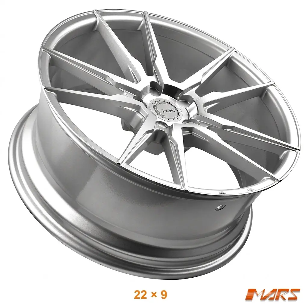 Mars Mp-Rh Machined Silver 22 Inch Under Cut Multi-Spork Alloy Wheels Rims 1