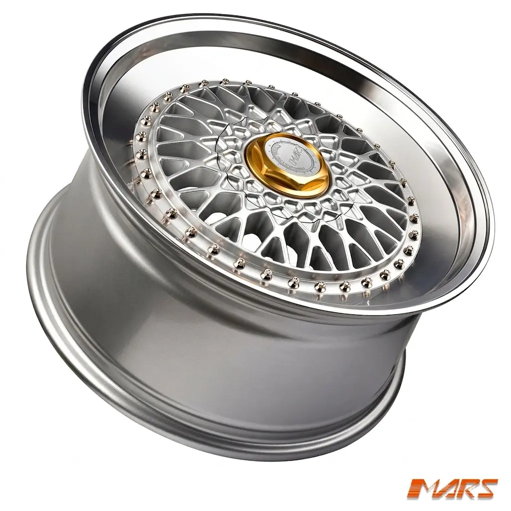 Mars Mp-Rs 18 Inch Flash Silver Mesh Face With Polished Lip Alloy Wheels Rims 1