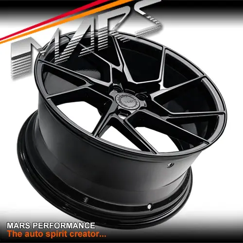 Mars Mp-T4 Gloss Black 19 Inch Twist Spork Concave Alloy Wheels Rims 5X114.3 1