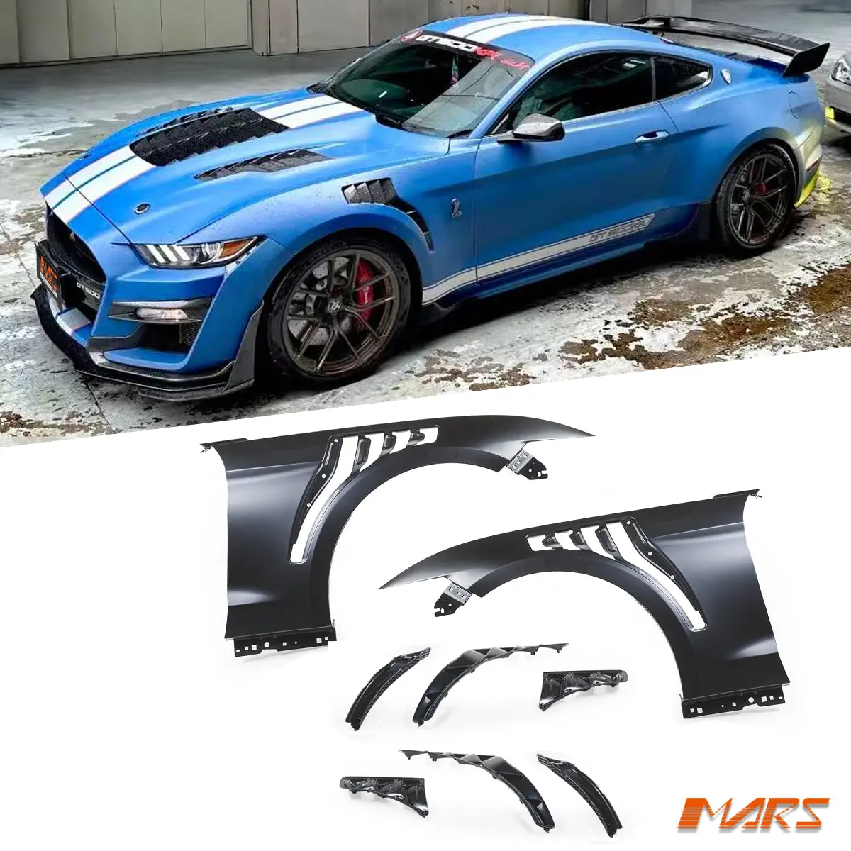 Shelby Gt500 Kr Style Metal Fender Guard With Plastic Vents Bodykit For Ford Mustang Fm 2015-2017 1