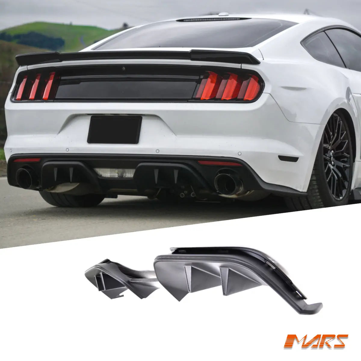Matt Black Rtr Style Rear Bumper Bar Bodykit Diffuser Lip For Ford Mustang Fm 2015-2017 1