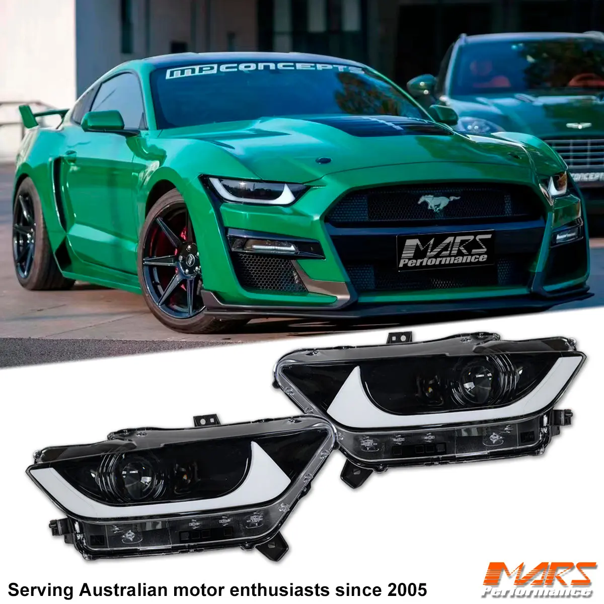 Black Full Led Drl Dual Beam Head Lights For Ford Mustang Fm Coupe 2015-2017 1
