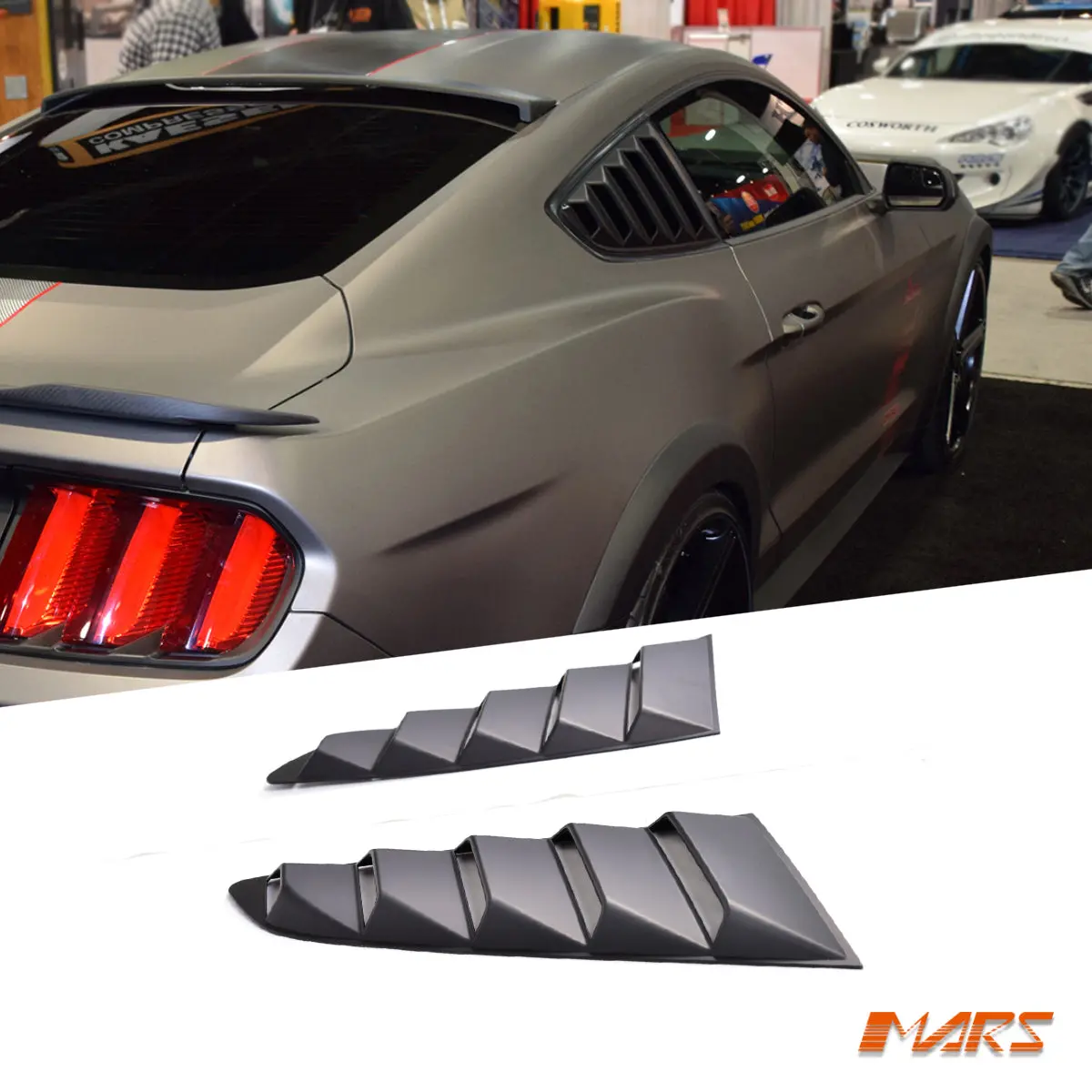 Matt Black Abs Plastic Gt Rear Window Corner Louver Vents Bodykit For Ford Mustang Fm Fn 2015-2022 1