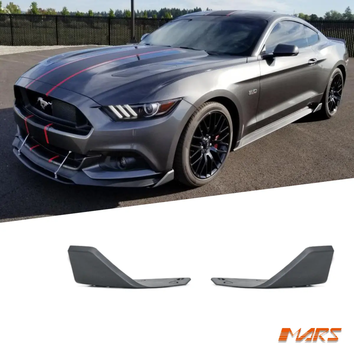 Mars Lower Front Bumper Bar Side Splitters Lip Spoiler Bodykit For Ford Mustang Fm Fn 2015-2022 1