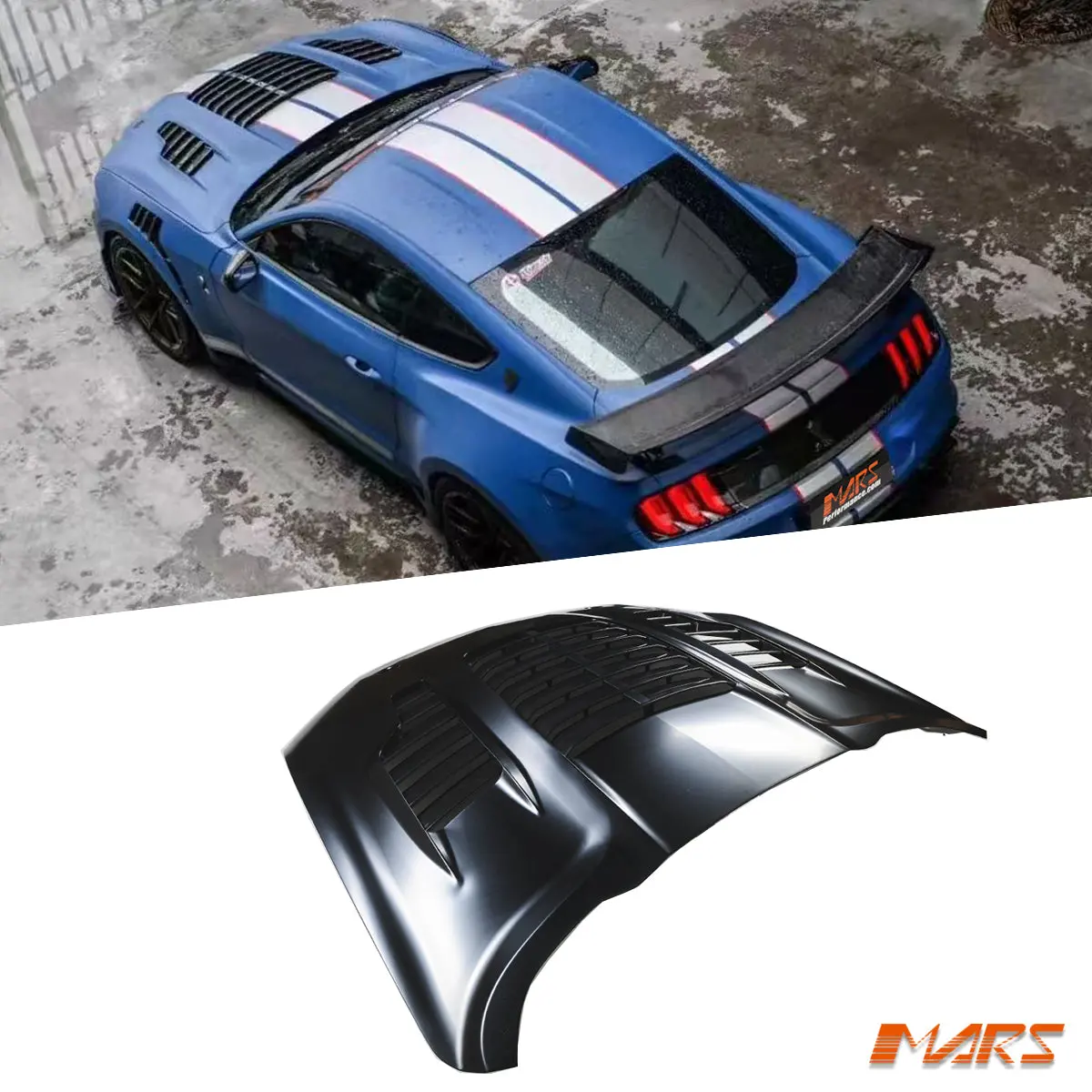 Shelby Gt500 Kr Style Aluminium Bonnet Hood With Plastic Vent For Ford Mustang Fn 2018-2022 1