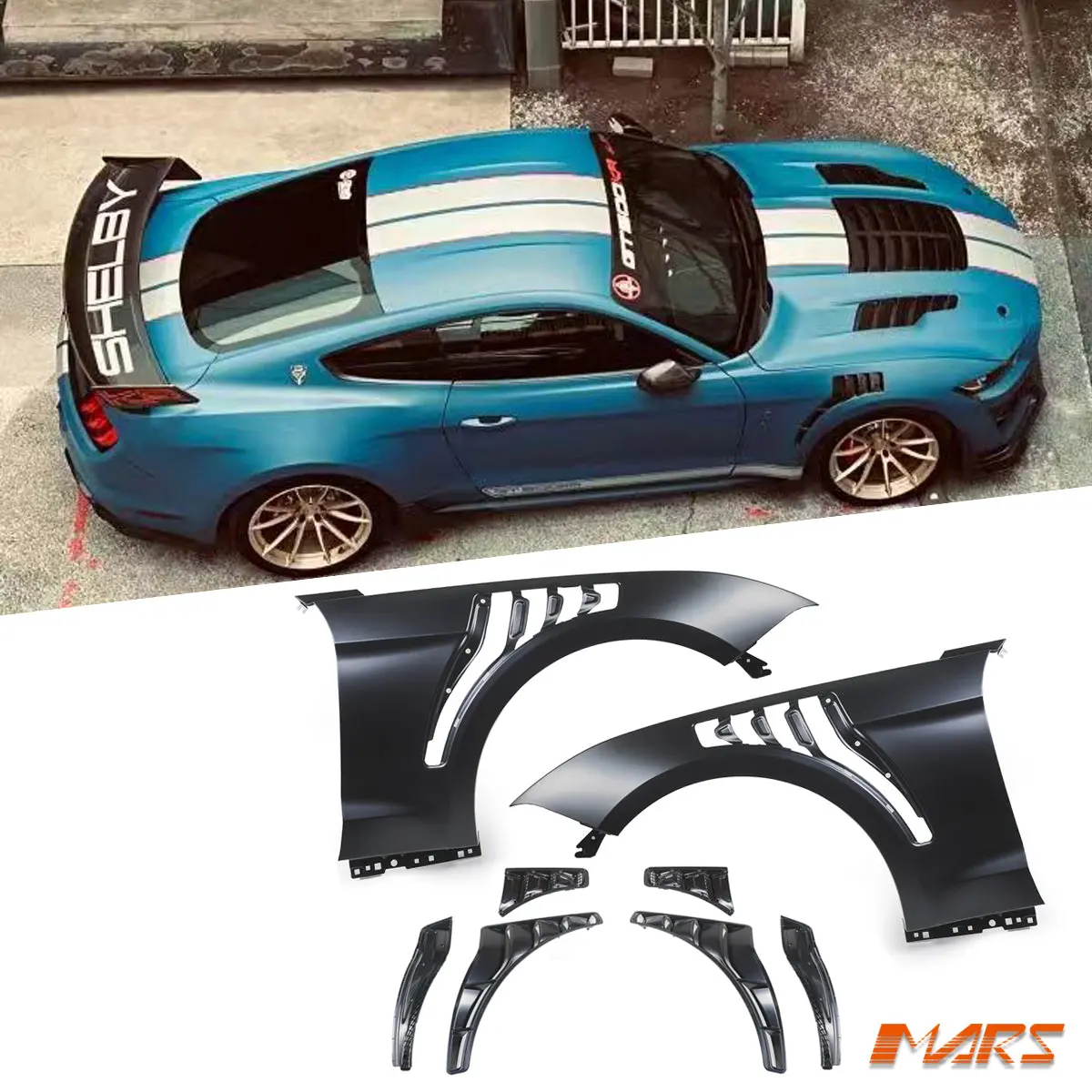 Shelby Gt500 Kr Style Metal Fender Guard With Plastic Vents Bodykit For Ford Mustang Fn 2018-2022 1