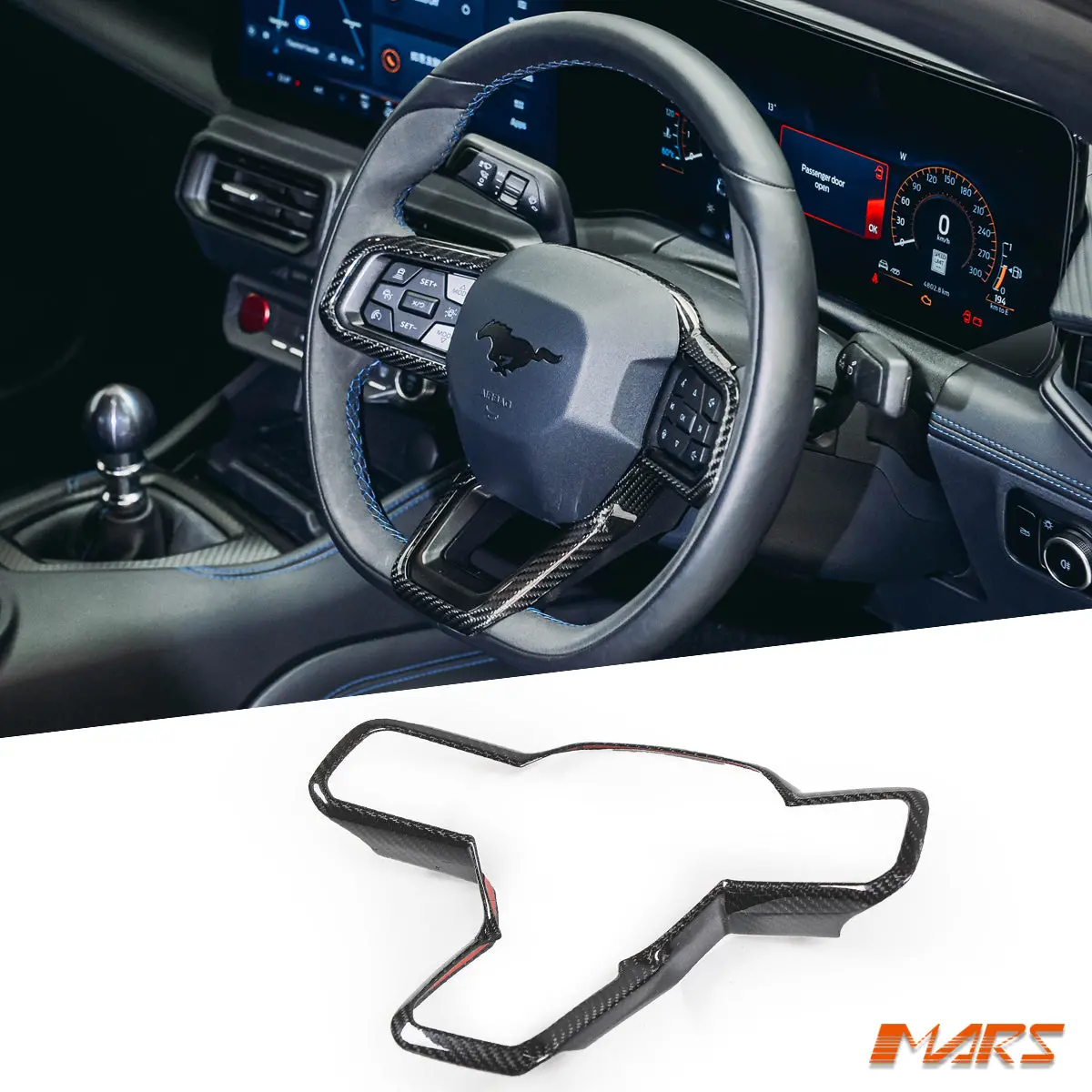 Flokraft Dry Carbon Fibre Steering Wheel Cover Trim Bodykit For Ford Mustang S650 Fo & Darkhorse (2023–2025) 1