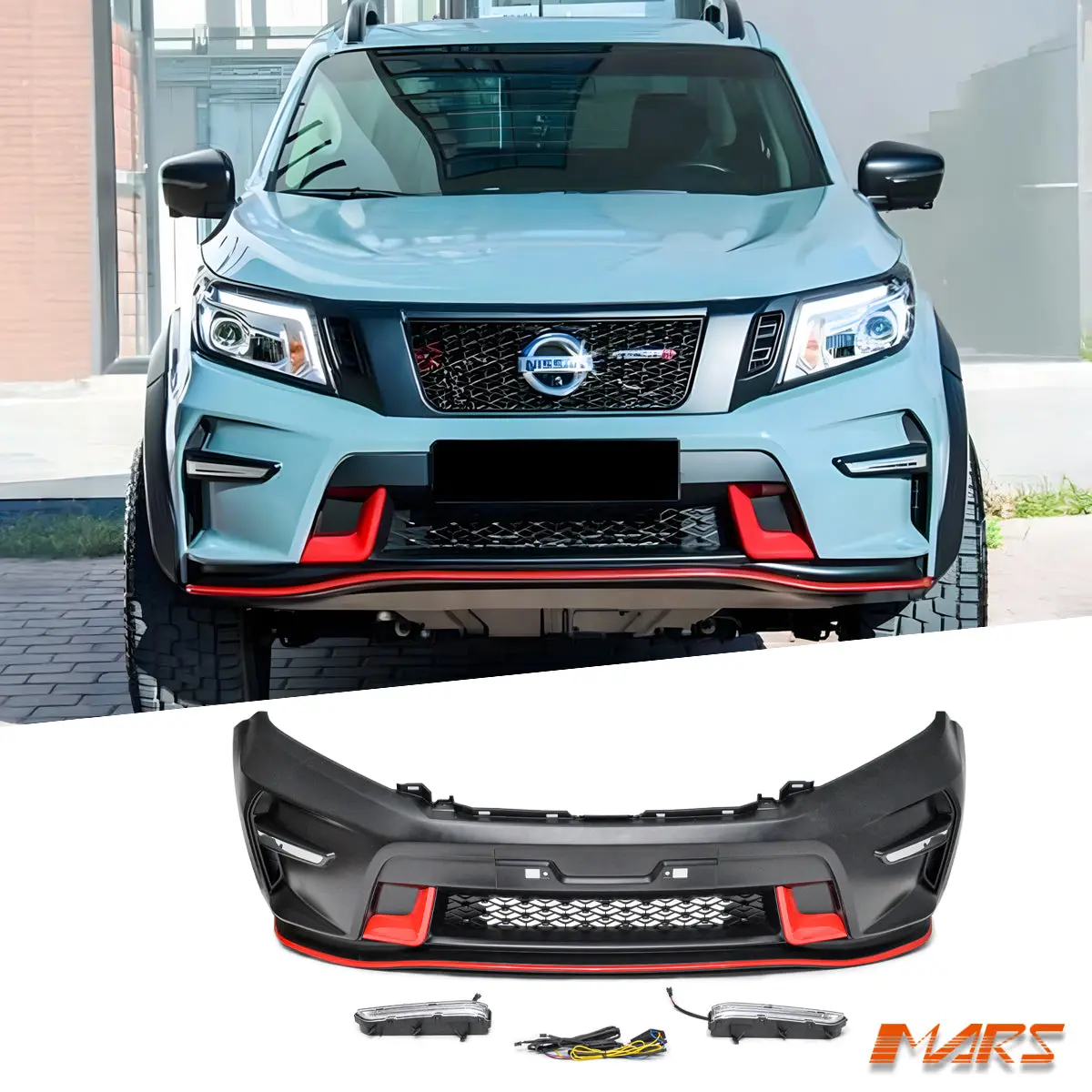 Nismo Style Front Bumper Bar With Led Drl For Nissan Navara Ute Np300 D23 Bodykit 2015-2020 1