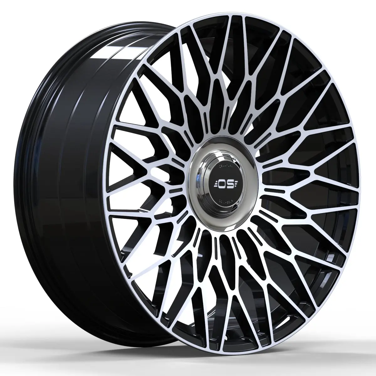 Os Wheels Ff01 Flow Forged Gloss Black Machined Face With Floating Caps 1
